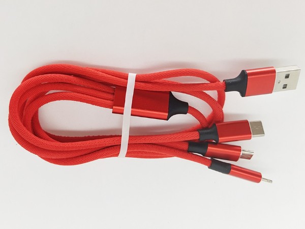 可同時(shí)充三種設(shè)備的一拖三充電線，帶Micro/Type-C/Lightning接口